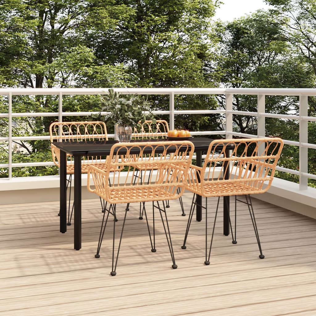 7 Piece Garden Dining Set Poly Rattan