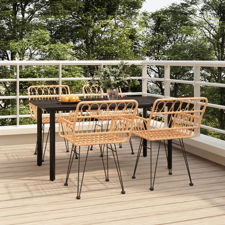7 Piece Garden Dining Set Poly Rattan