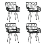 5 Piece Garden Dining Set Black Poly Rattan
