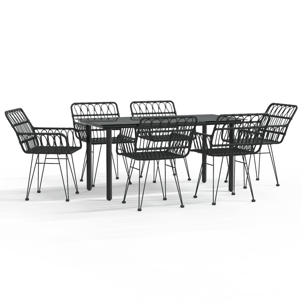 7 Piece Garden Dining Set Poly Rattan