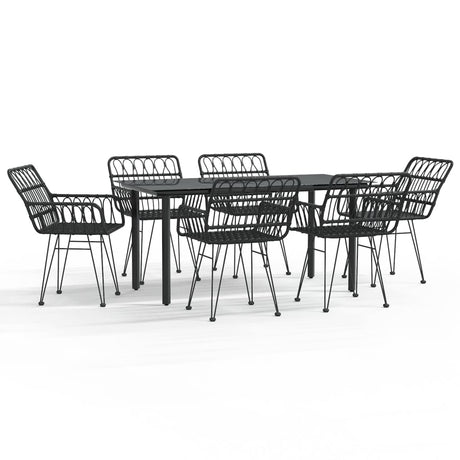 7 Piece Garden Dining Set Poly Rattan