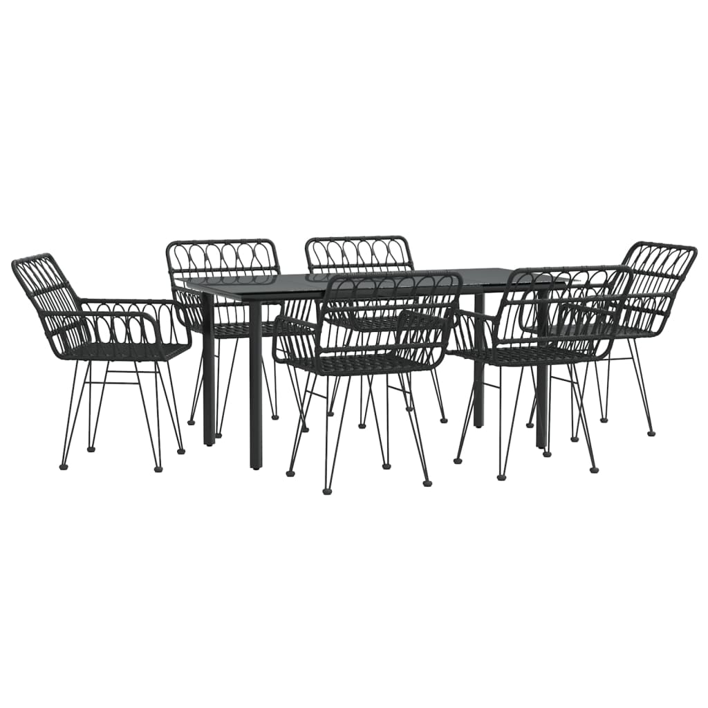 7 Piece Garden Dining Set Poly Rattan