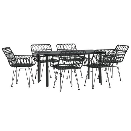 7 Piece Garden Dining Set Poly Rattan