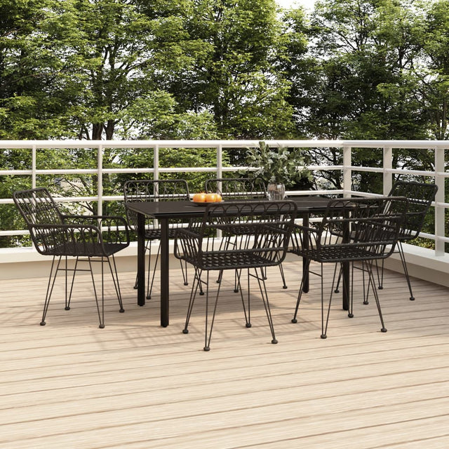 7 Piece Garden Dining Set Poly Rattan