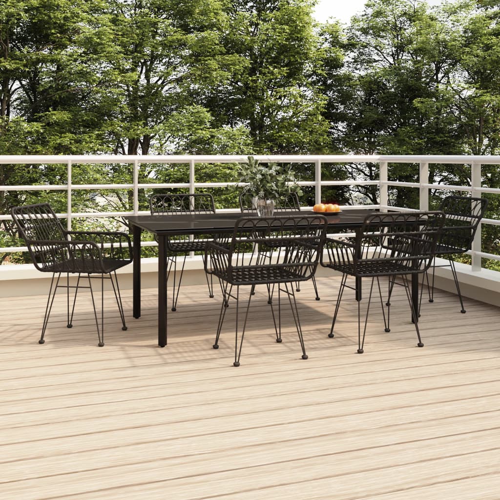 7 Piece Garden Dining Set Poly Rattan