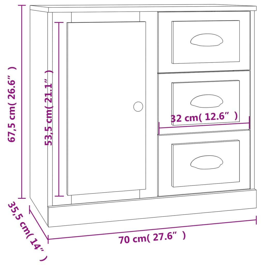 Sideboards 2 Pcs Engineered Wood