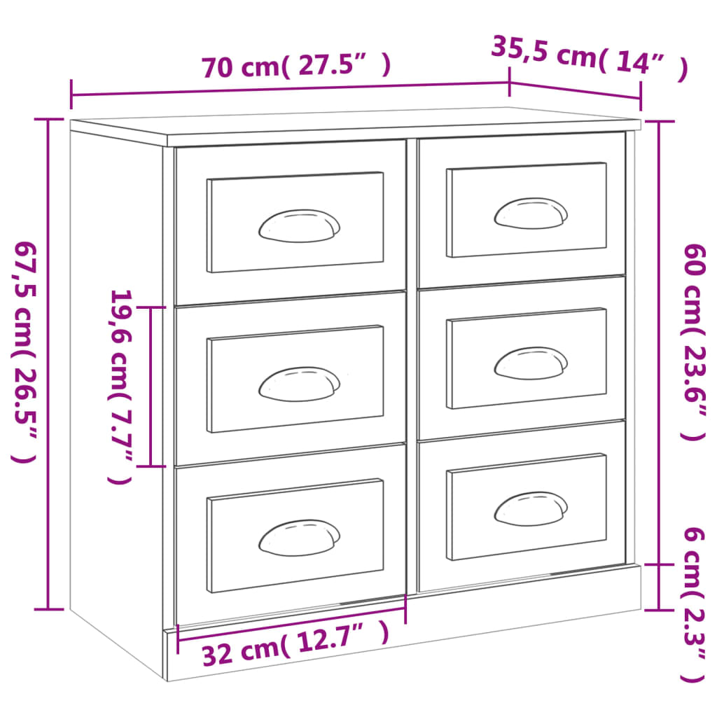 Sideboards 2 Pcs Engineered Wood