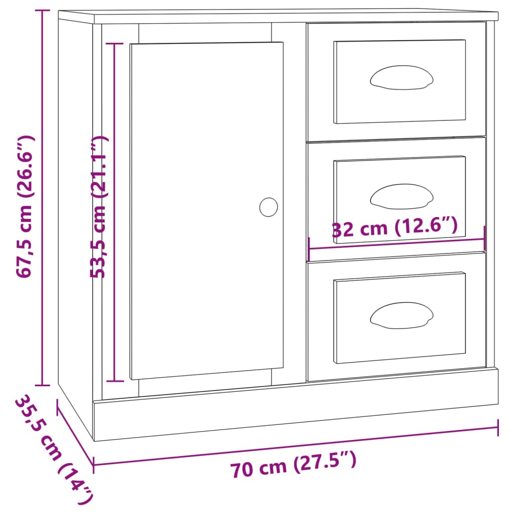 Sideboards 3 Pcs Engineered Wood