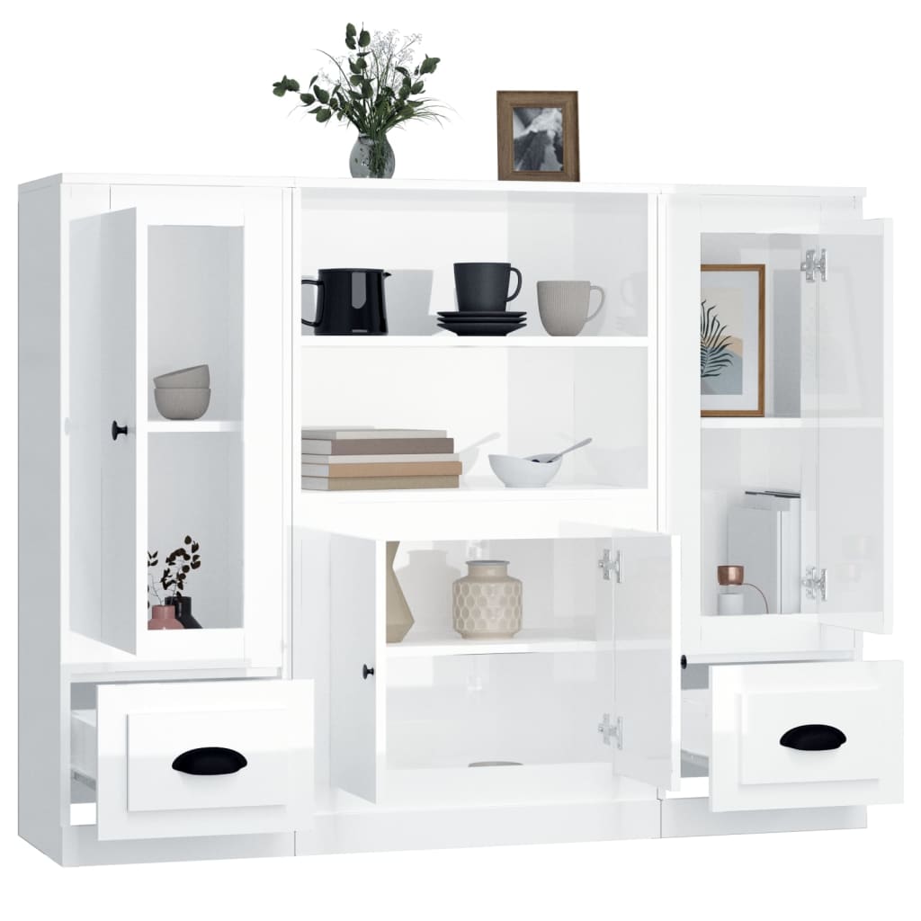Highboards 3 Pcs Engineered Wood