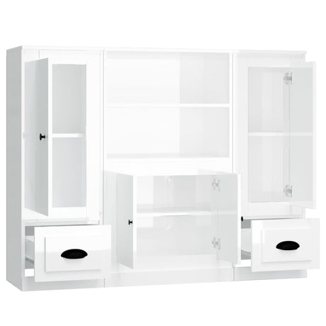 Highboards 3 Pcs Engineered Wood