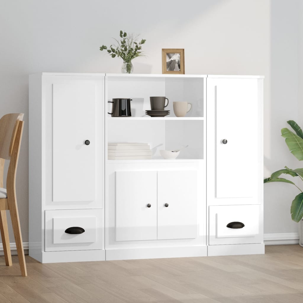 Highboards 3 Pcs Engineered Wood