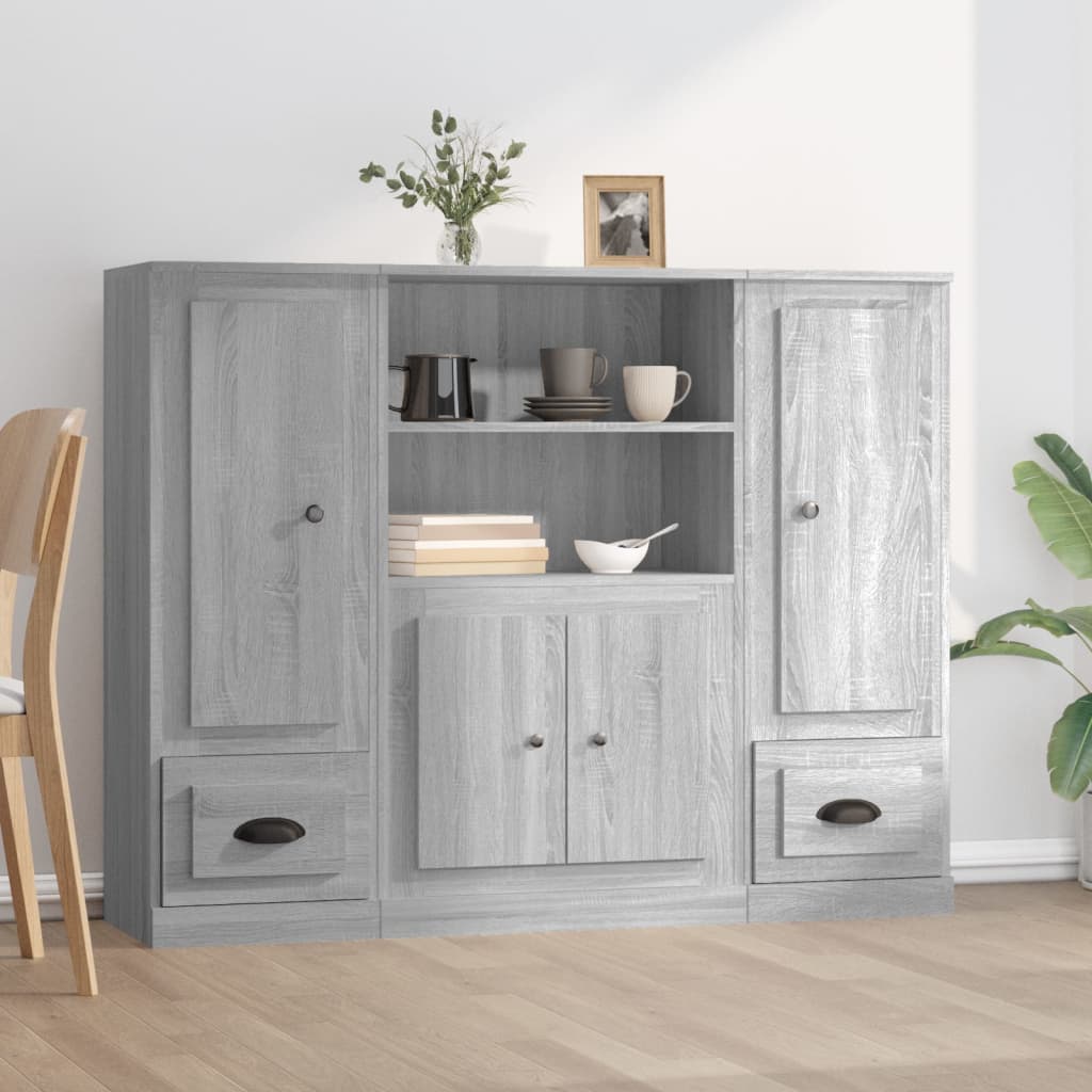 Highboards 3 Pcs Engineered Wood