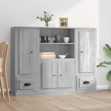 Highboards 3 Pcs Engineered Wood
