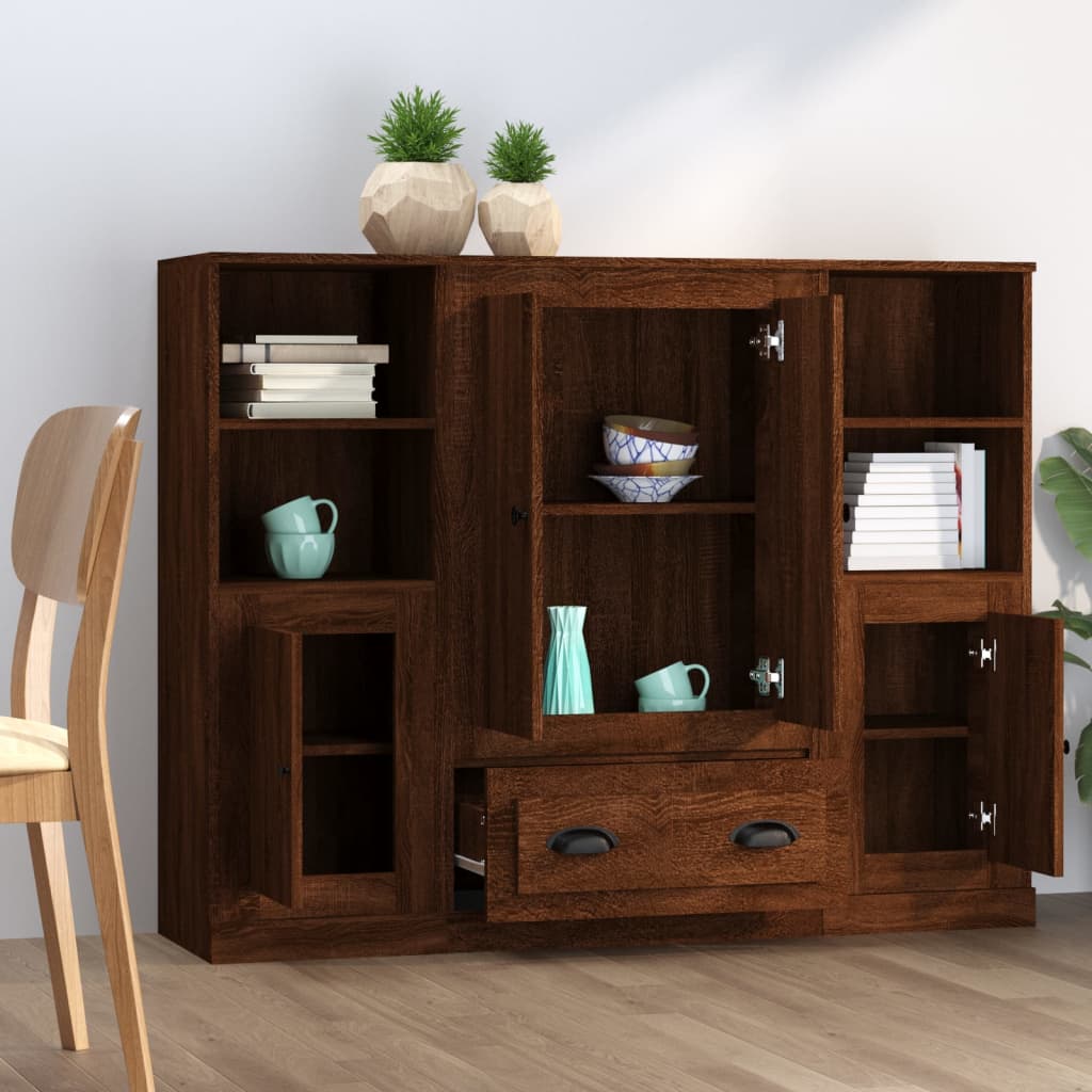 Highboards 3 Pcs Engineered Wood