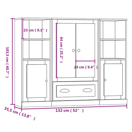 Highboards 3 Pcs Engineered Wood