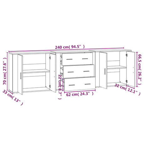 Sideboards 3 Pcs Engineered Wood