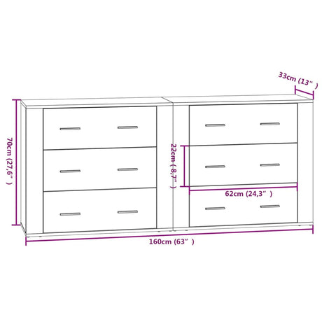 Sideboards 2 Pcs Engineered Wood