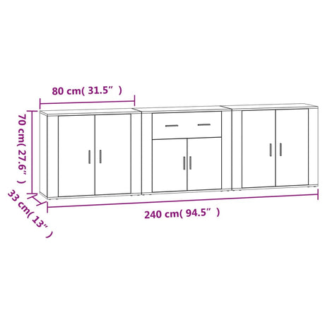 Sideboards 3 Pcs Engineered Wood