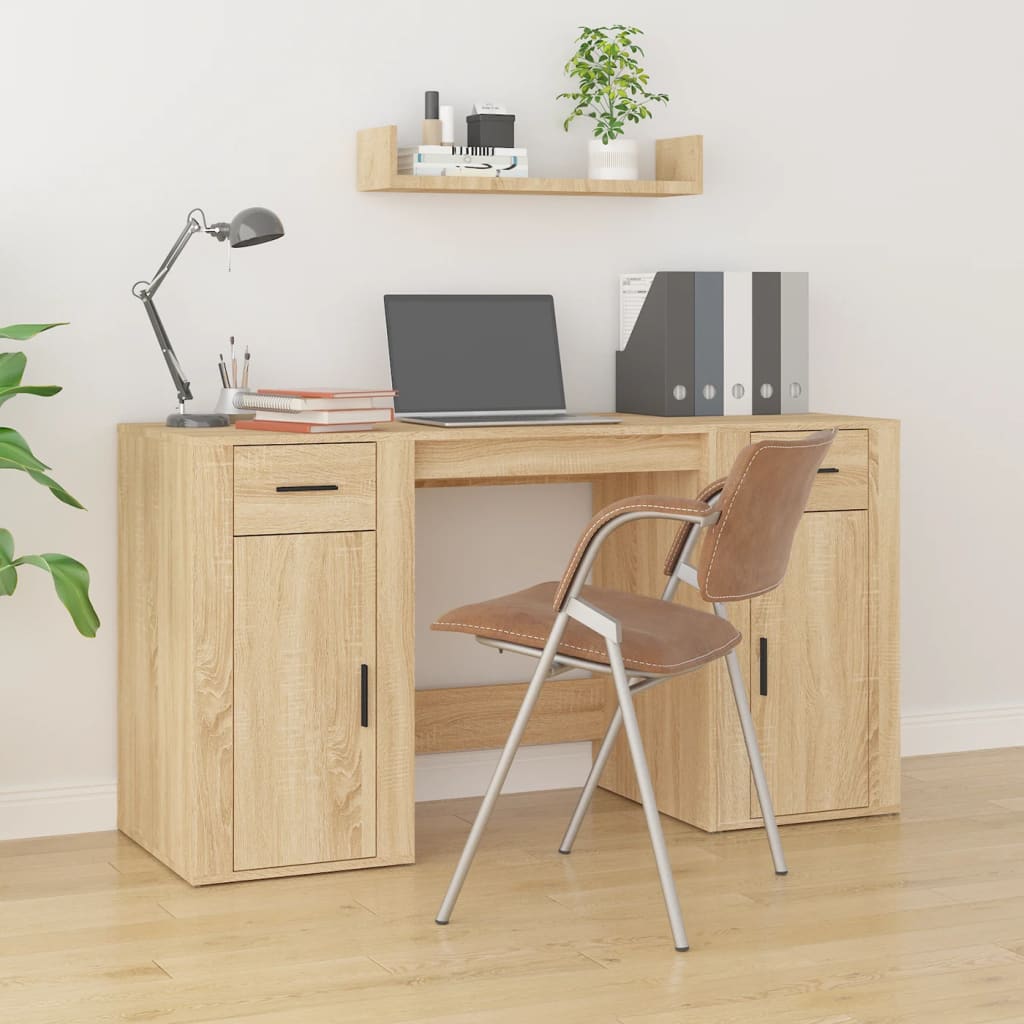 Desk With Cabinet Engineered Wood