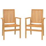Stackable Garden Chairs 2 Pcs 56.5X57.5X91 Cm Solid Wood Teak