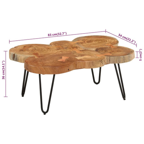 Coffee Table 36 Cm 6 Trunks Solid Wood Acacia