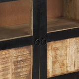Sideboard Brown And Black 160X30X76 Cm Solid Wood Mango