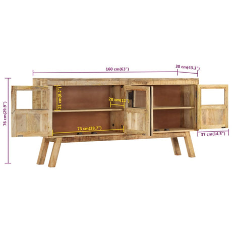 Sideboard Brown And Black 160X30X76 Cm Solid Wood Mango