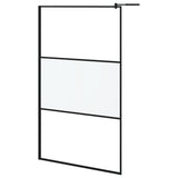 Walk-in Shower Wall with Shelf Black 115x195 cm ESG Glass&Aluminium