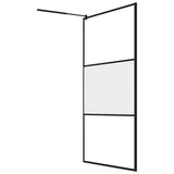 Walk-in Shower Wall with Shelf Black 115x195 cm ESG Glass&Aluminium