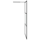 Walk-in Shower Wall with Shelf Black 115x195 cm ESG Glass&Aluminium