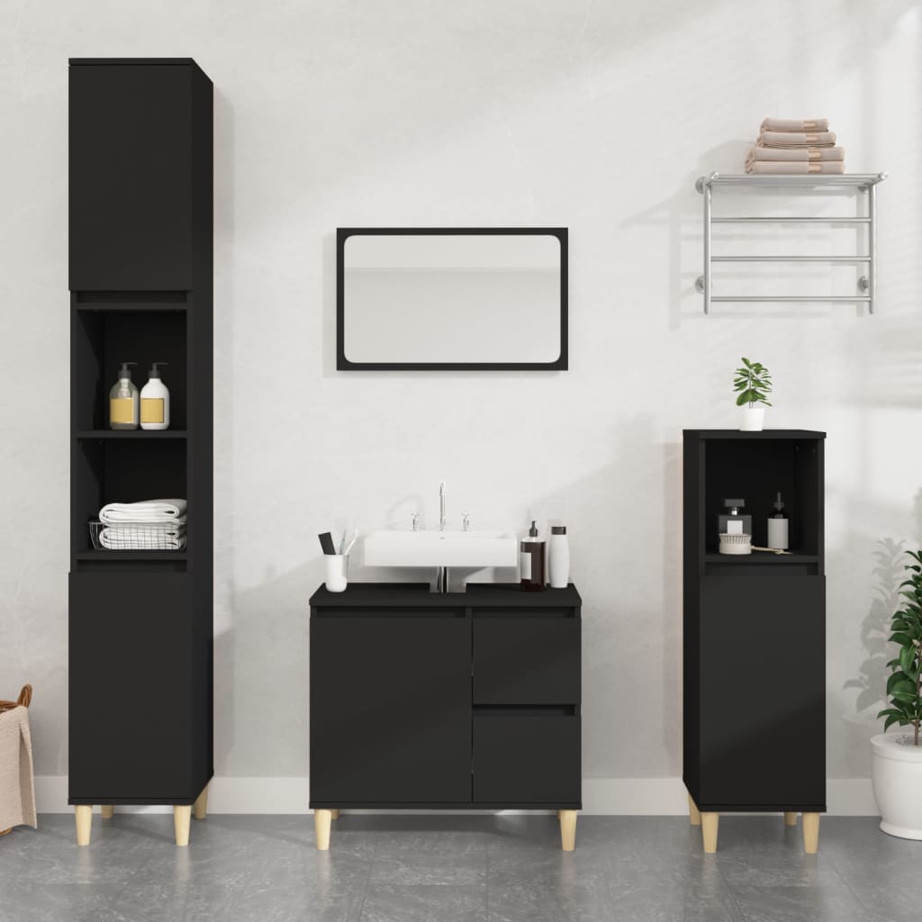 3 Piece Bathroom Cabinet Set Engineered Wood