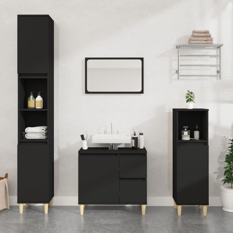 3 Piece Bathroom Cabinet Set Engineered Wood