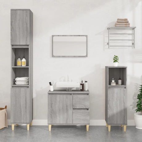 3 Piece Bathroom Cabinet Set Engineered Wood