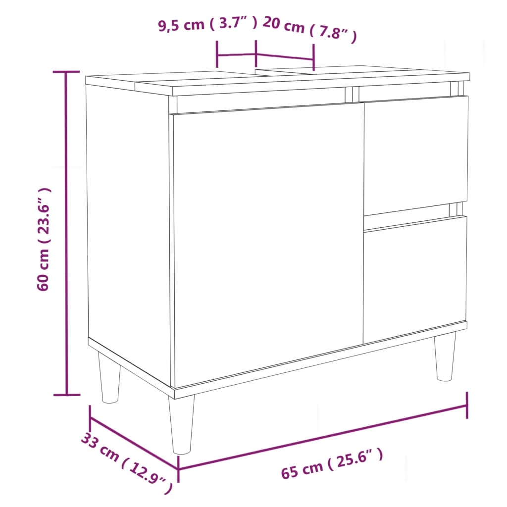 3 Piece Bathroom Cabinet Set Engineered Wood