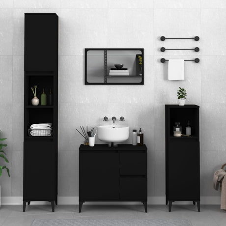 3 Piece Bathroom Cabinet Set Engineered Wood