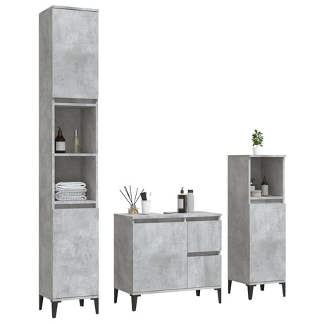 3 Piece Bathroom Cabinet Set Engineered Wood