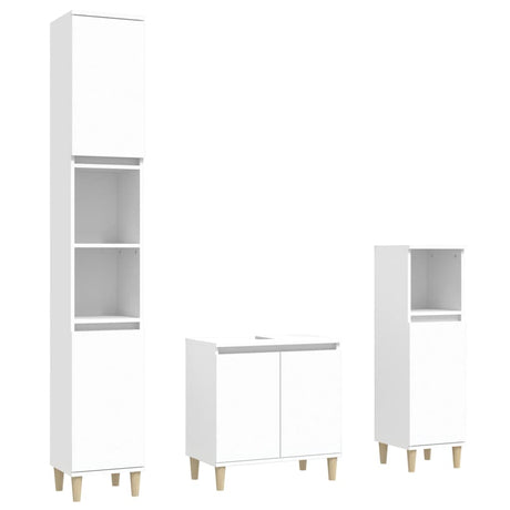 3 Piece Bathroom Furniture Set Engineered Wood