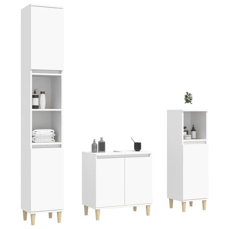 3 Piece Bathroom Furniture Set Engineered Wood