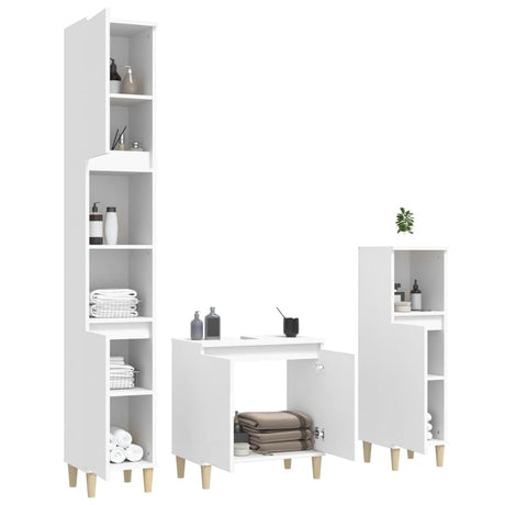 3 Piece Bathroom Furniture Set Engineered Wood