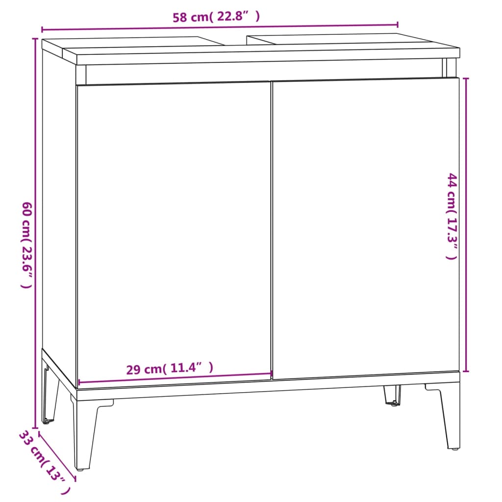 3 Piece Bathroom Furniture Set Engineered Wood