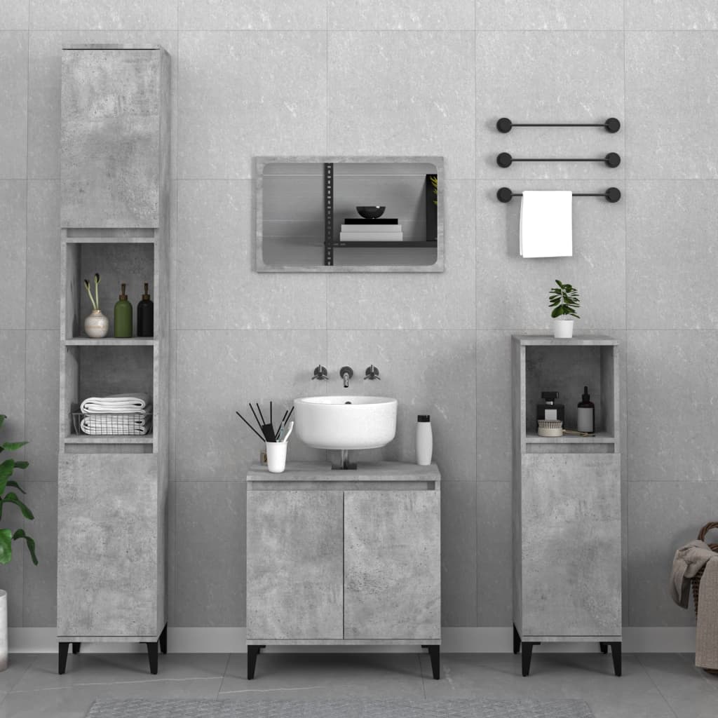 3 Piece Bathroom Furniture Set Engineered Wood