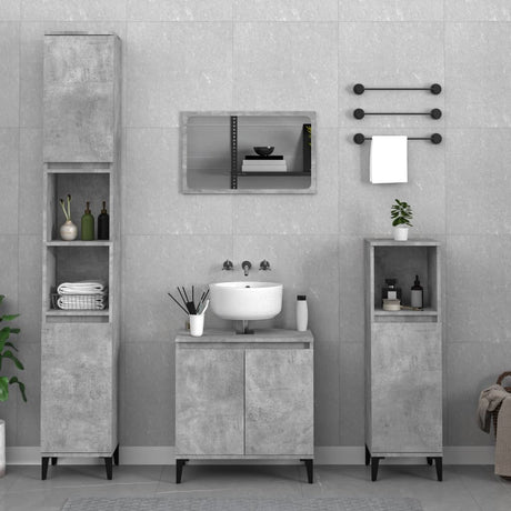 3 Piece Bathroom Furniture Set Engineered Wood