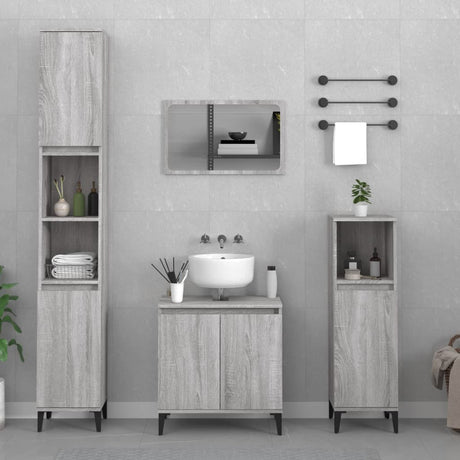 3 Piece Bathroom Furniture Set Engineered Wood