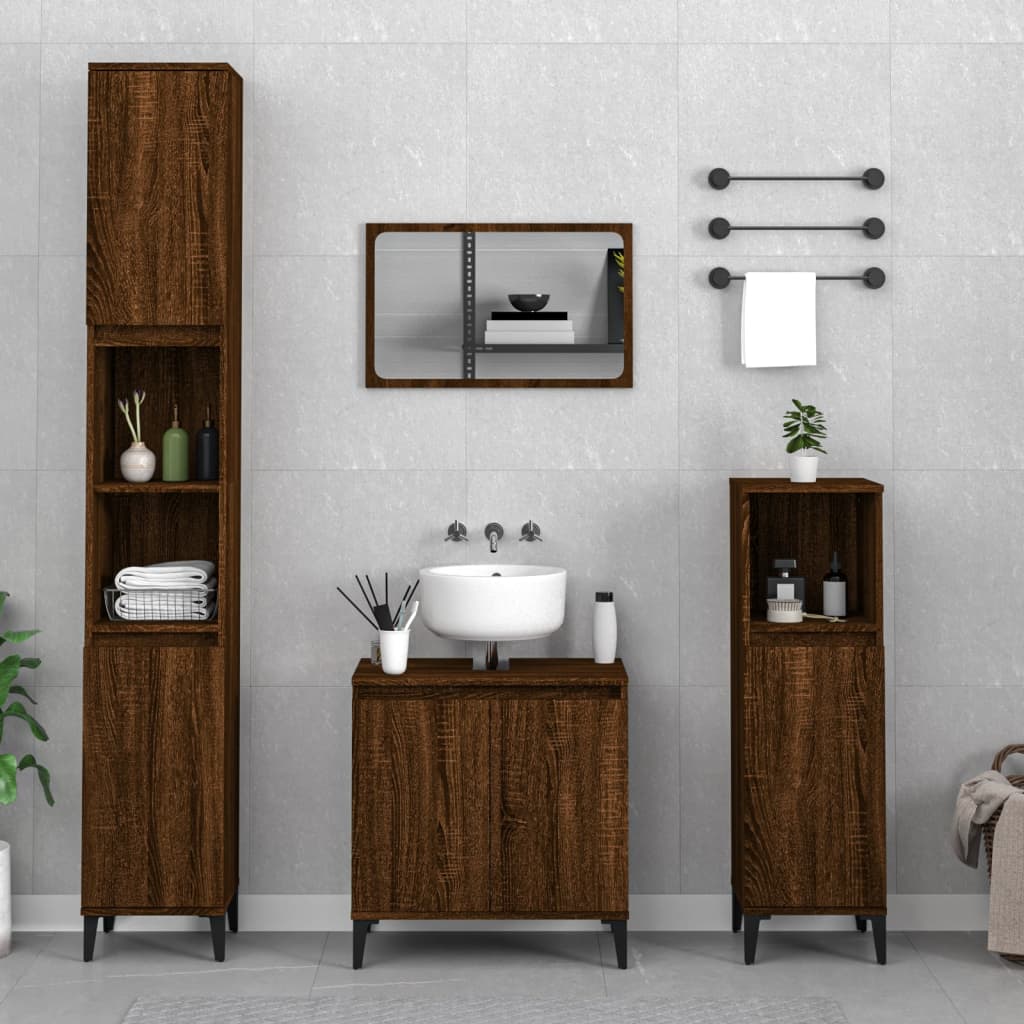 3 Piece Bathroom Furniture Set Engineered Wood