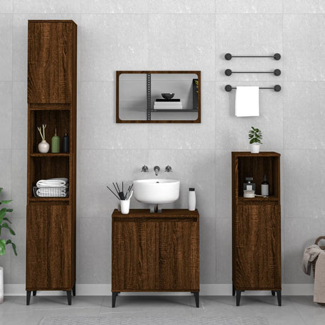 3 Piece Bathroom Furniture Set Engineered Wood