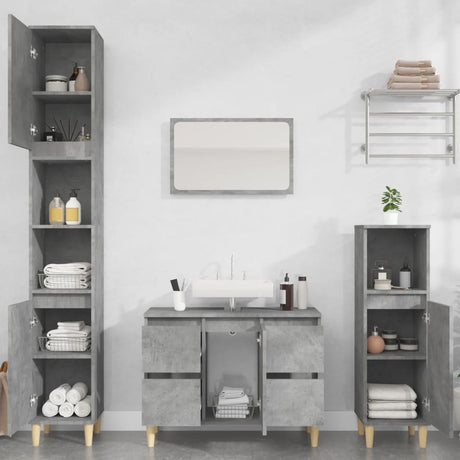 3 Piece Bathroom Furniture Set Engineered Wood