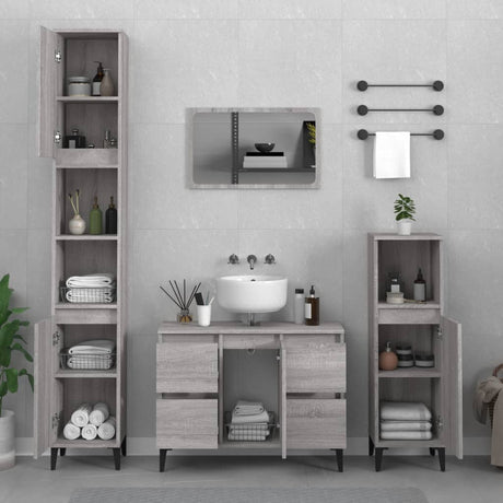 3 Piece Bathroom Furniture Set Engineered Wood