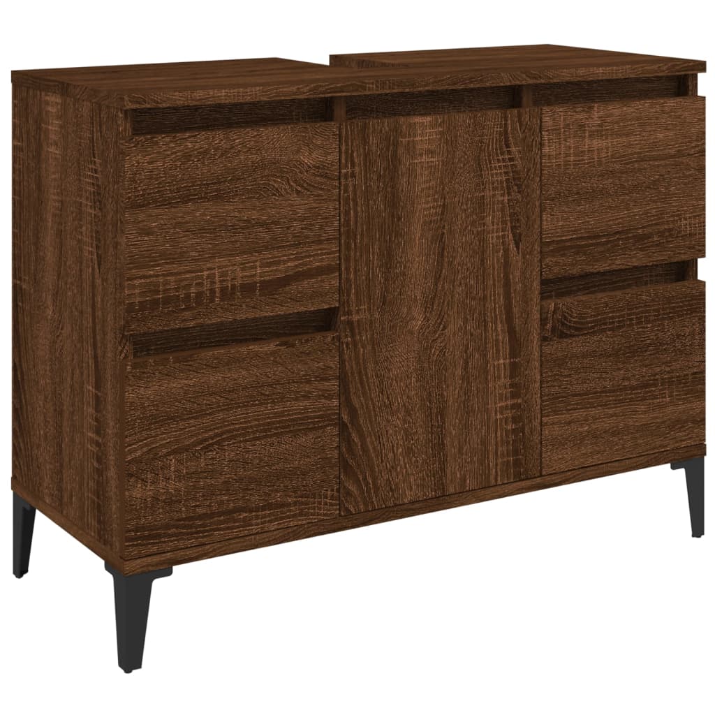 3 Piece Bathroom Furniture Set Engineered Wood