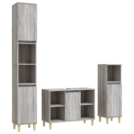 3 Piece Bathroom Furniture Set Engineered Wood