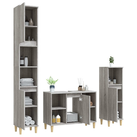 3 Piece Bathroom Furniture Set Engineered Wood
